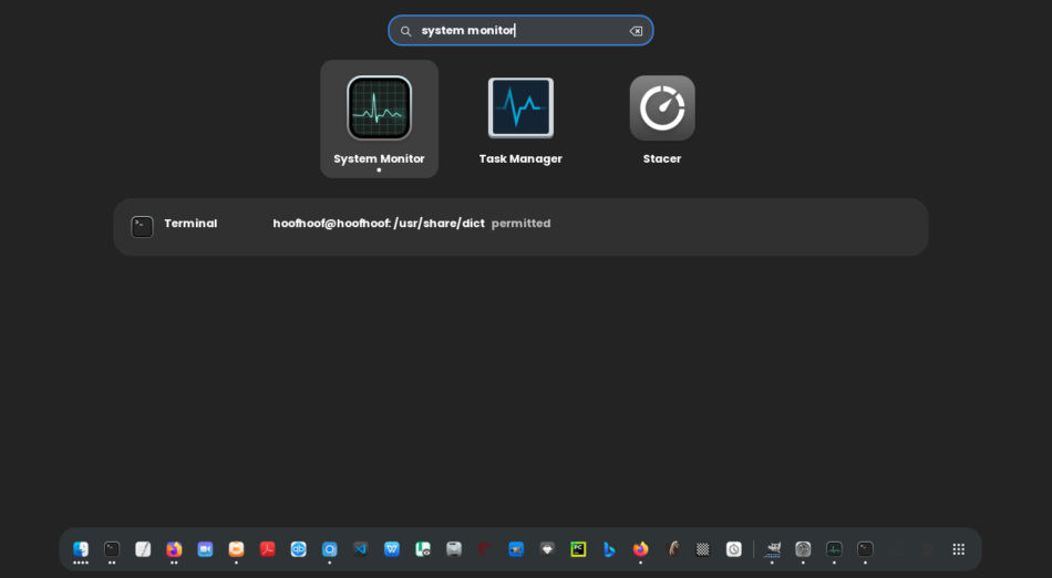 Accessing Gnome System Monitor in the Apps list on Linux