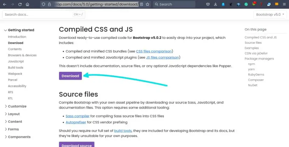 Download Bootstrap 5 latest compiled CSS and JS files