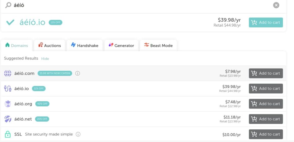 Domain name with fada characters