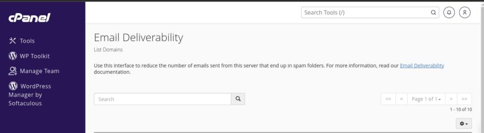 "Email Deliverability" interface